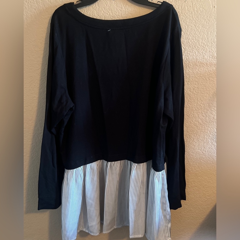 Black double layer look long sleeve top